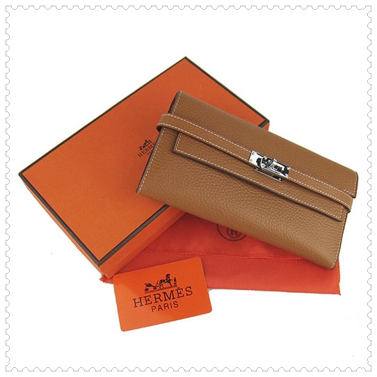 Classic Hermes Kelly Wallet Saddle Brown